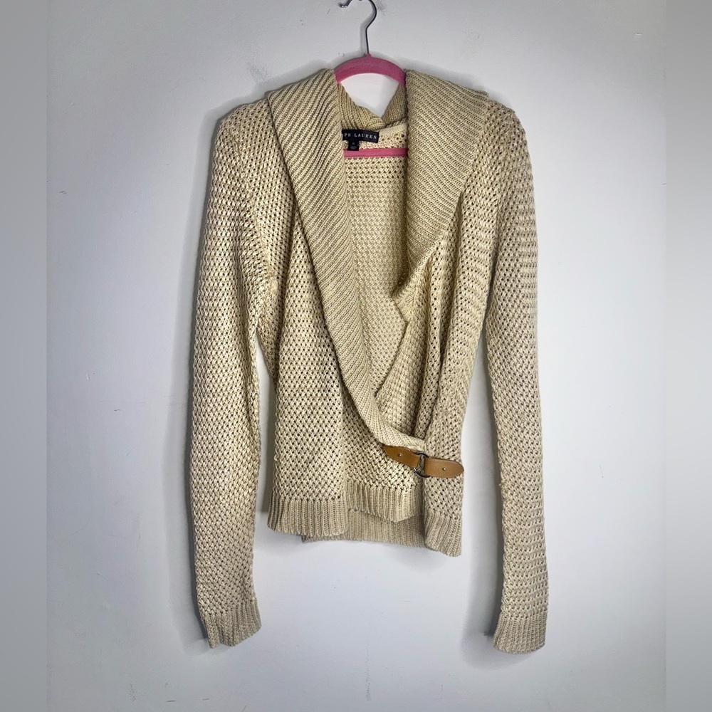 Ralph Lauren Black Label Buckle-Trim Linen Sweater
